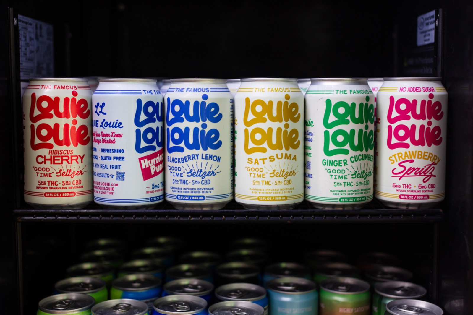 Drink cooler with Louie Louie infused seltzer cans